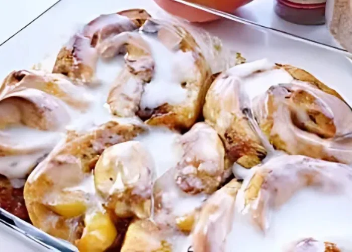 Peach Cobbler Cinnamon Roll Bake Recipe